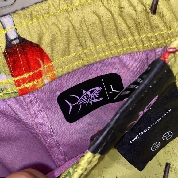 Psycho Tuna shorts NEW large tropical cocktails lemon‎ drop pockets - Picture 6 of 8